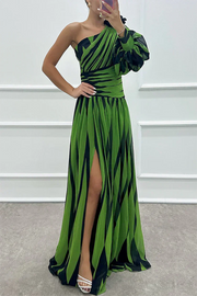Bonnie | Vestido maxi asimétrico a rayas