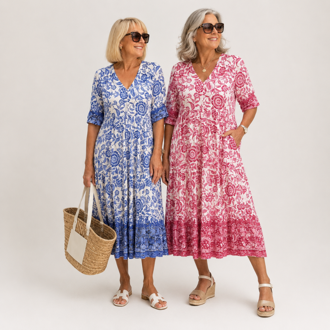 Flowy floral dress with a V-neck
