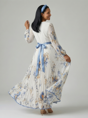 Vestido midi plisado de estilo cruzado