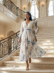Vestido midi plisado de estilo cruzado