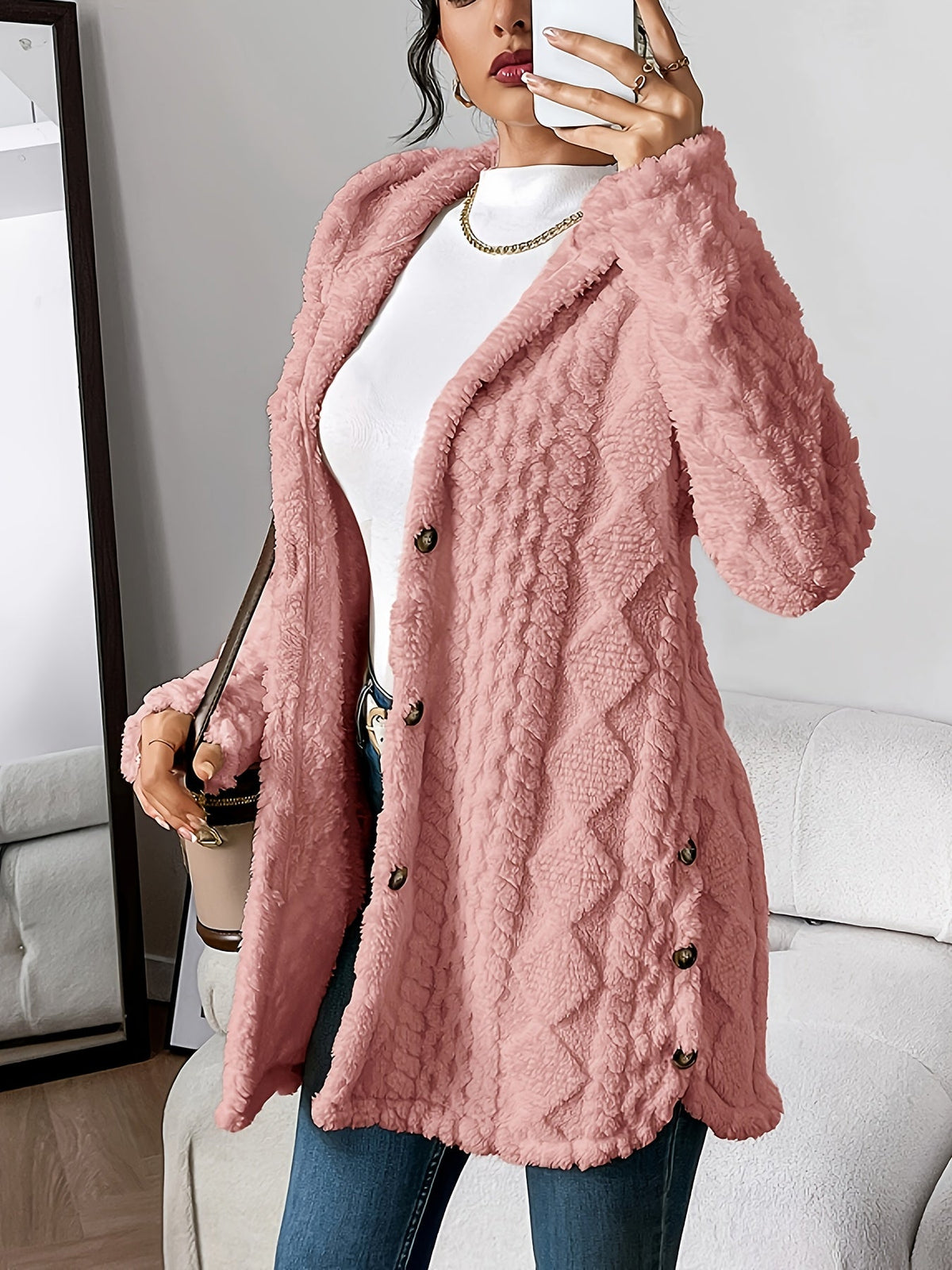 Soft-touch hooded cardigan