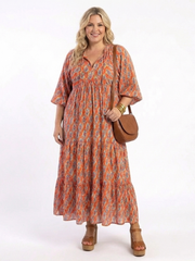 Aitana | Vestido midi geométrico de corte fluido