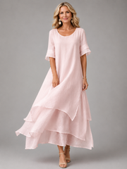 Vestido maxi fluido de capas