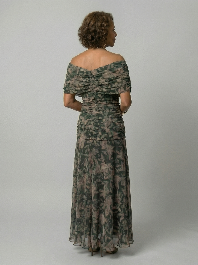 Lucía | Vestido midi fluido con hombros descubiertos