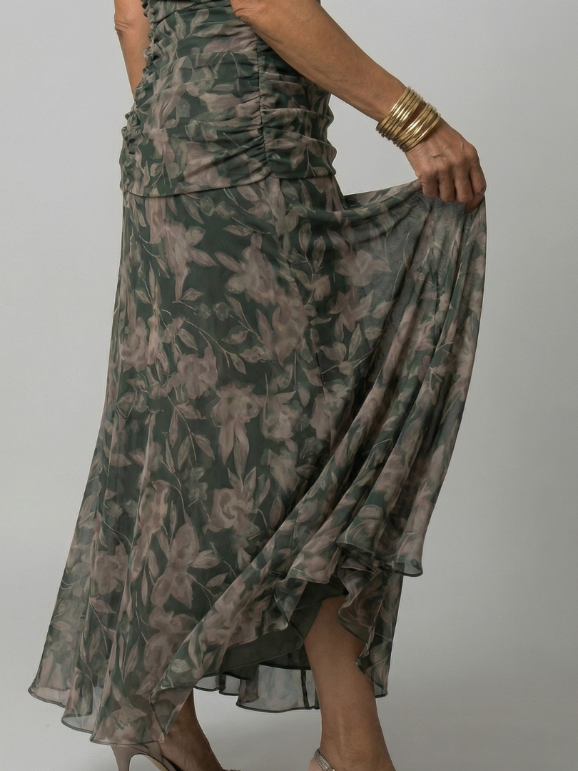 Lucía | Vestido midi fluido con hombros descubiertos