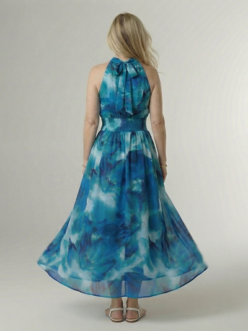 Vestido midi ligero con cuello halter
