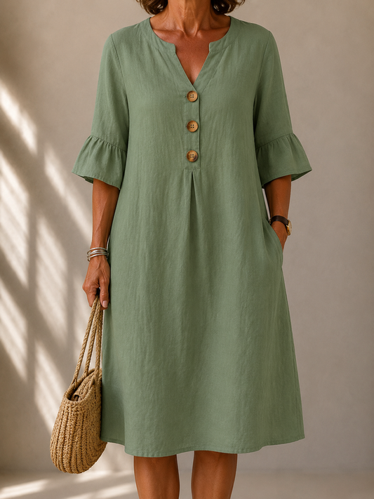 Vestido Elena con botones de corte cómodo