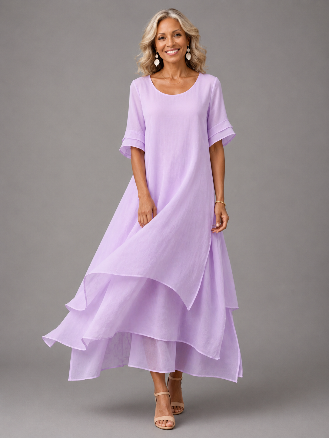 Vestido maxi fluido de capas