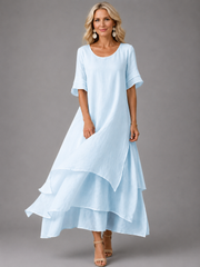 Vestido maxi fluido de capas