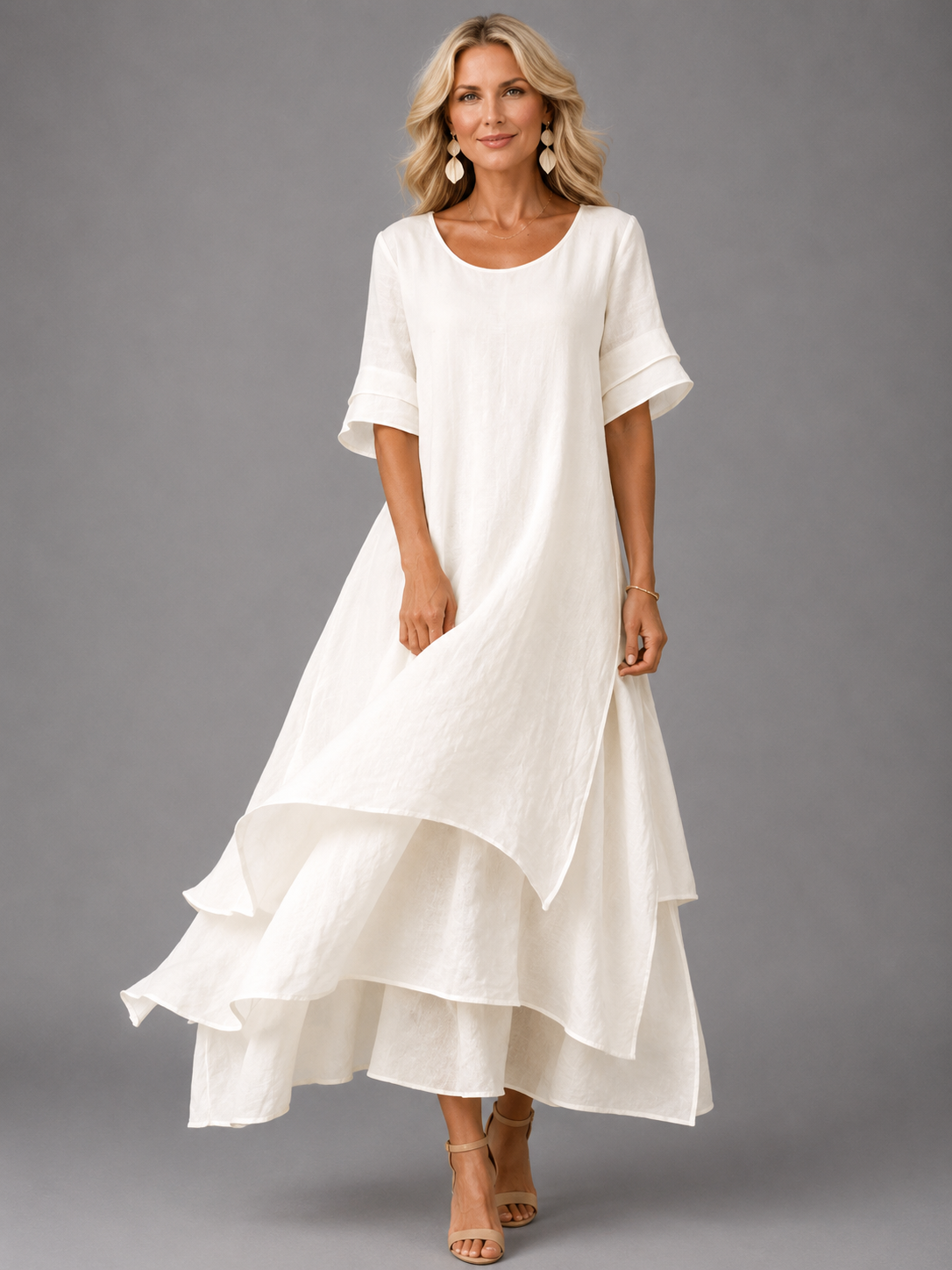 Vestido maxi fluido de capas