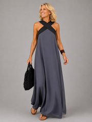 Vestido maxi elegante con escote cruzado