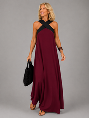 Vestido maxi elegante con escote cruzado