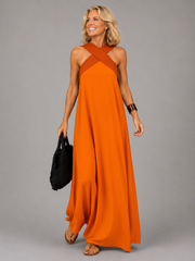 Vestido maxi elegante con escote cruzado