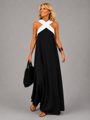 Vestido maxi elegante con escote cruzado