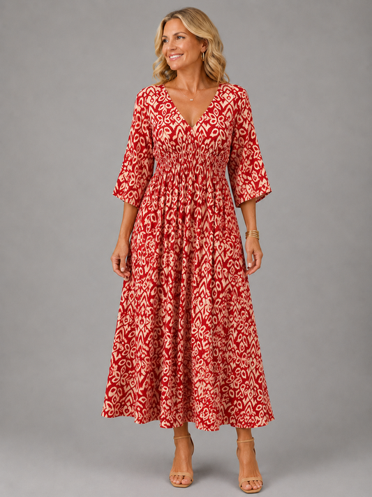 Ana | Vestido midi fluido de estilo bohemio