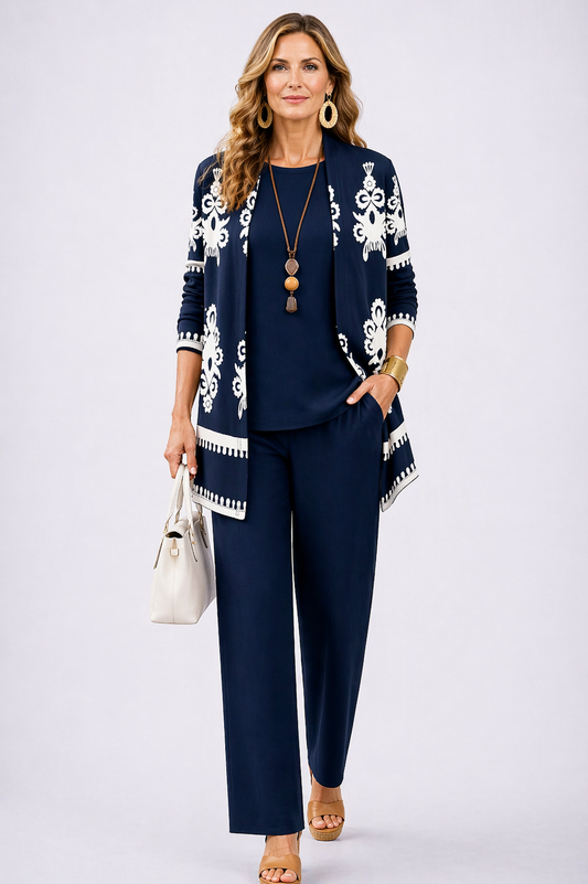 Conjunto Coordinado de Tres Piezas · Azul Noche