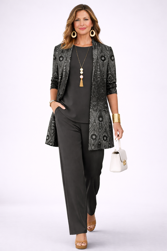 Conjunto Coordinado de Tres Piezas · Negro
