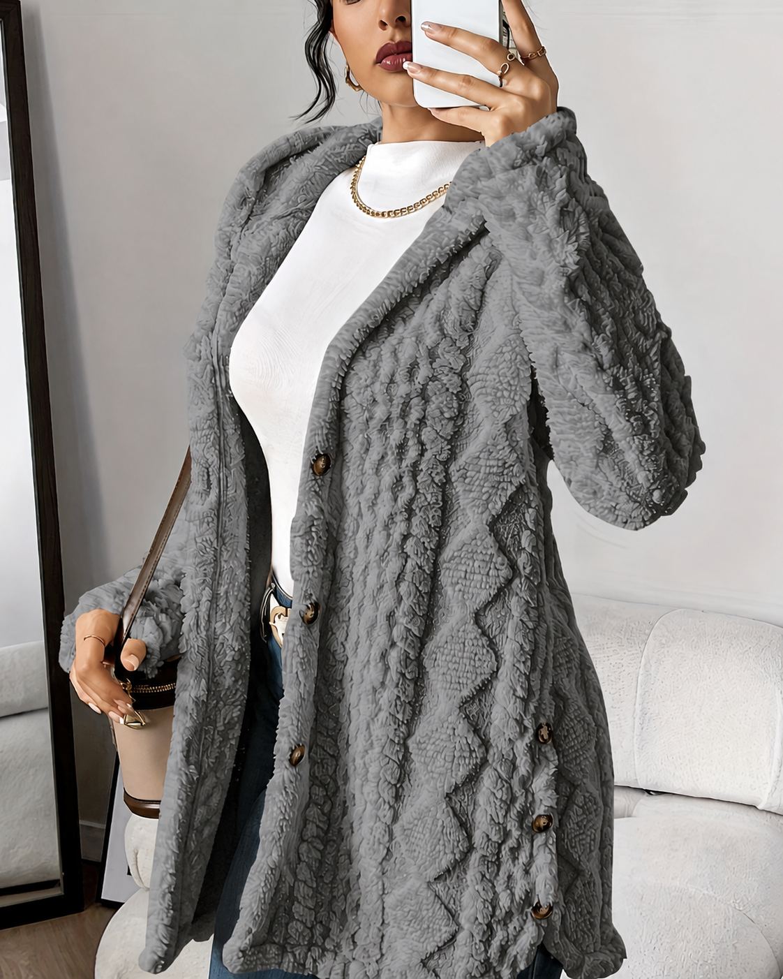 Soft-touch hooded cardigan