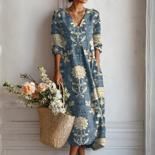 Vestido retro ligero con estampado artístico