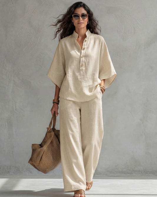 Conjunto ligero con blusa abotonada