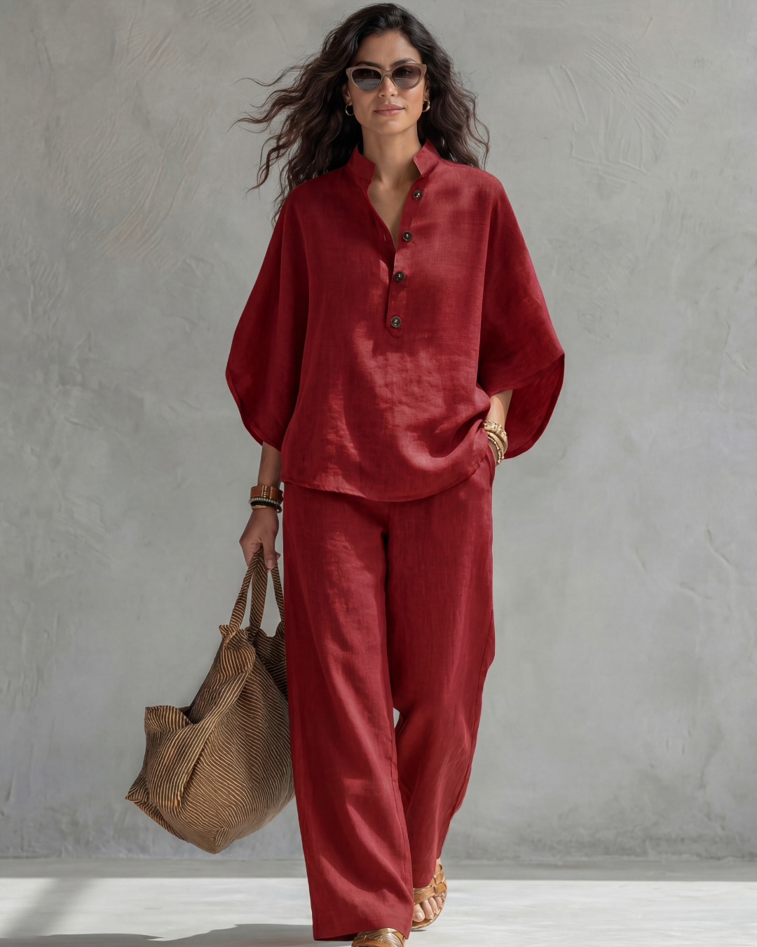 Conjunto ligero con blusa abotonada