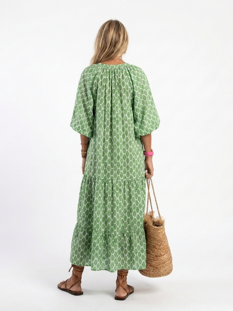 Celia | Vestido midi estampado de manga 3/4