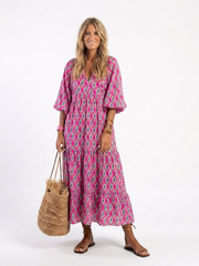 Celia | Vestido midi estampado de manga 3/4
