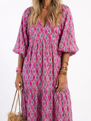 Celia | Vestido midi estampado de manga 3/4