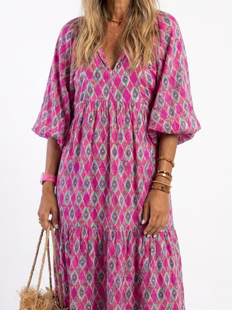 Celia | Vestido midi estampado de manga 3/4