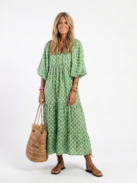 Celia | Vestido midi estampado de manga 3/4