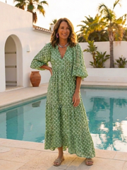 Celia | Vestido midi estampado de manga 3/4