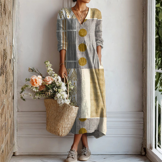 Vestido bohemio ligero con estampado abstracto