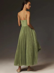 Sonia | Vestido maxi plisado estructurado