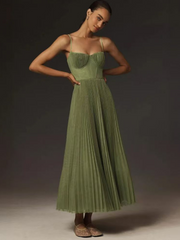 Sonia | Vestido maxi plisado estructurado