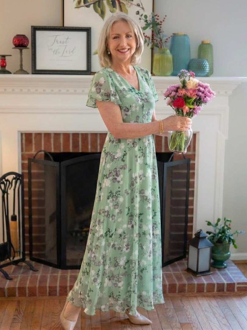 Floral chiffon maxi dress