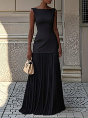 Elisa | Sleeveless pleated maxi dress