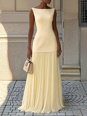 Elisa | Sleeveless pleated maxi dress