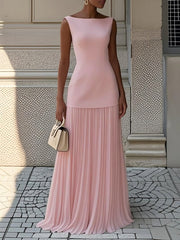 Elisa | Sleeveless pleated maxi dress