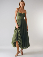 Sonia | Vestido maxi plisado estructurado