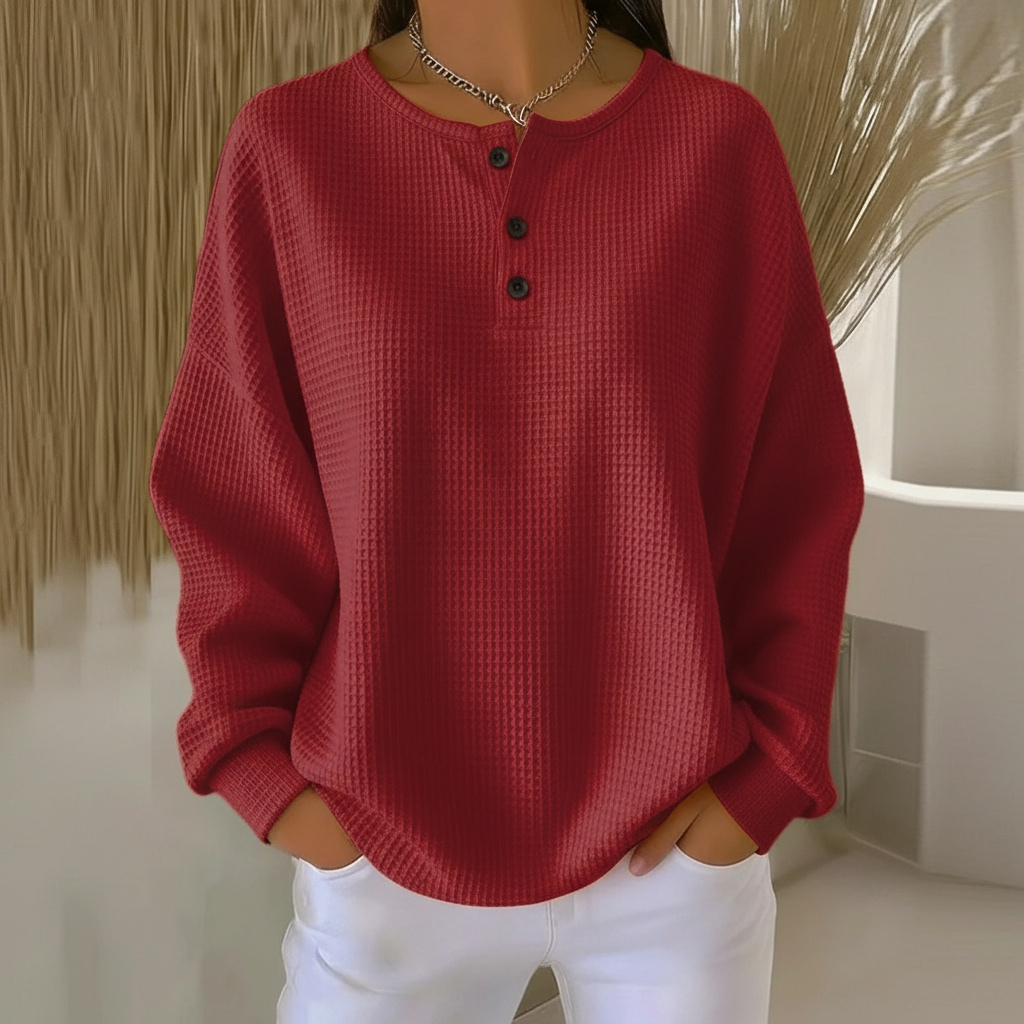 Relaxed-fit waffle-knit sweater