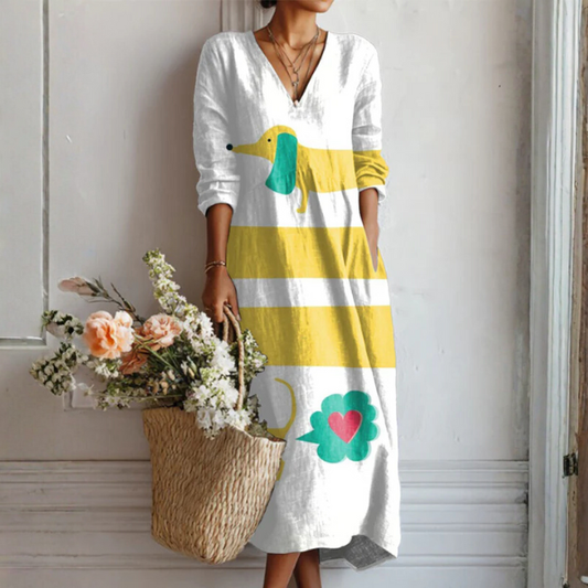 Vestido bohemio urbano con estampado artístico