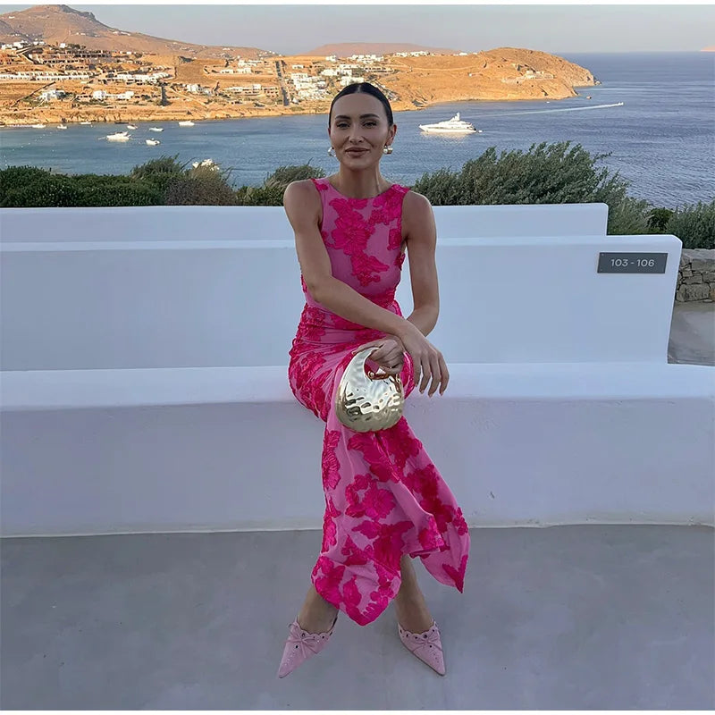 Lilia | Vestido maxi floral rosa