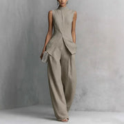 Casual top and wide-leg pants set