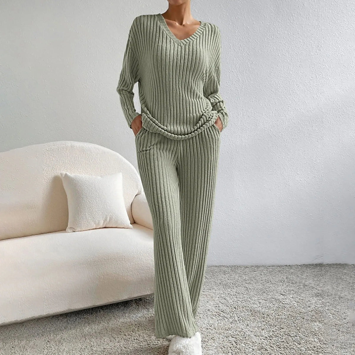 Conjunto de punto canalé de dos piezas