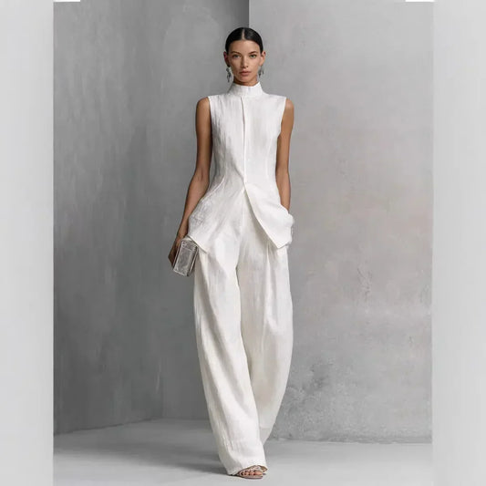 Conjunto casual de top y pantalón ancho
