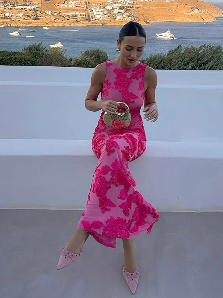 Lilia | Vestido maxi floral rosa