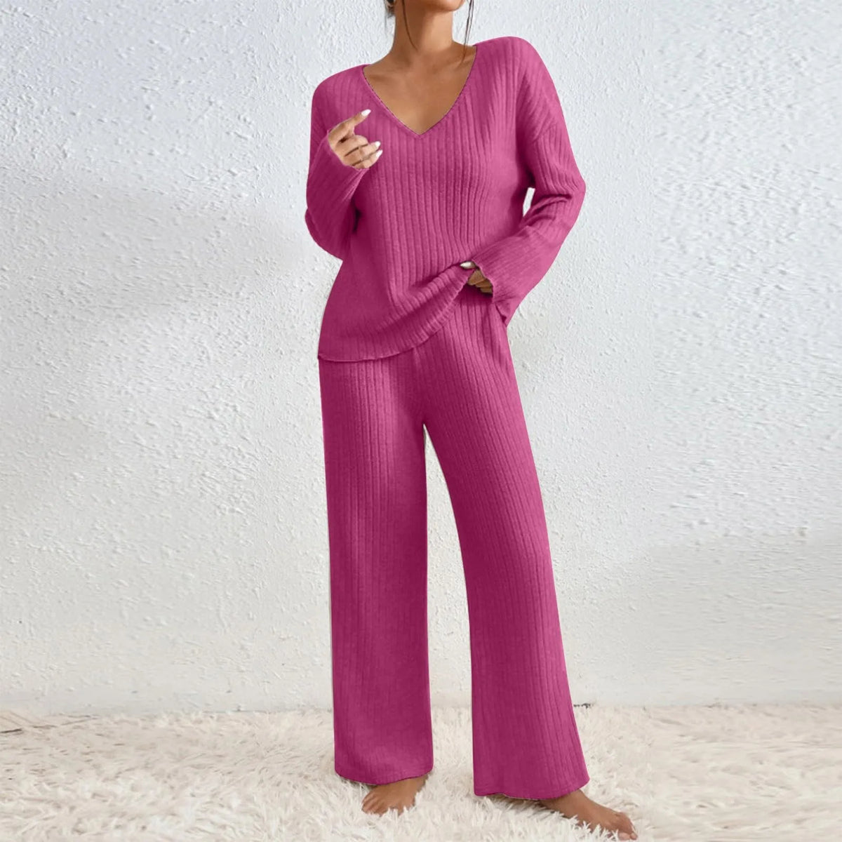 Conjunto de punto canalé de dos piezas