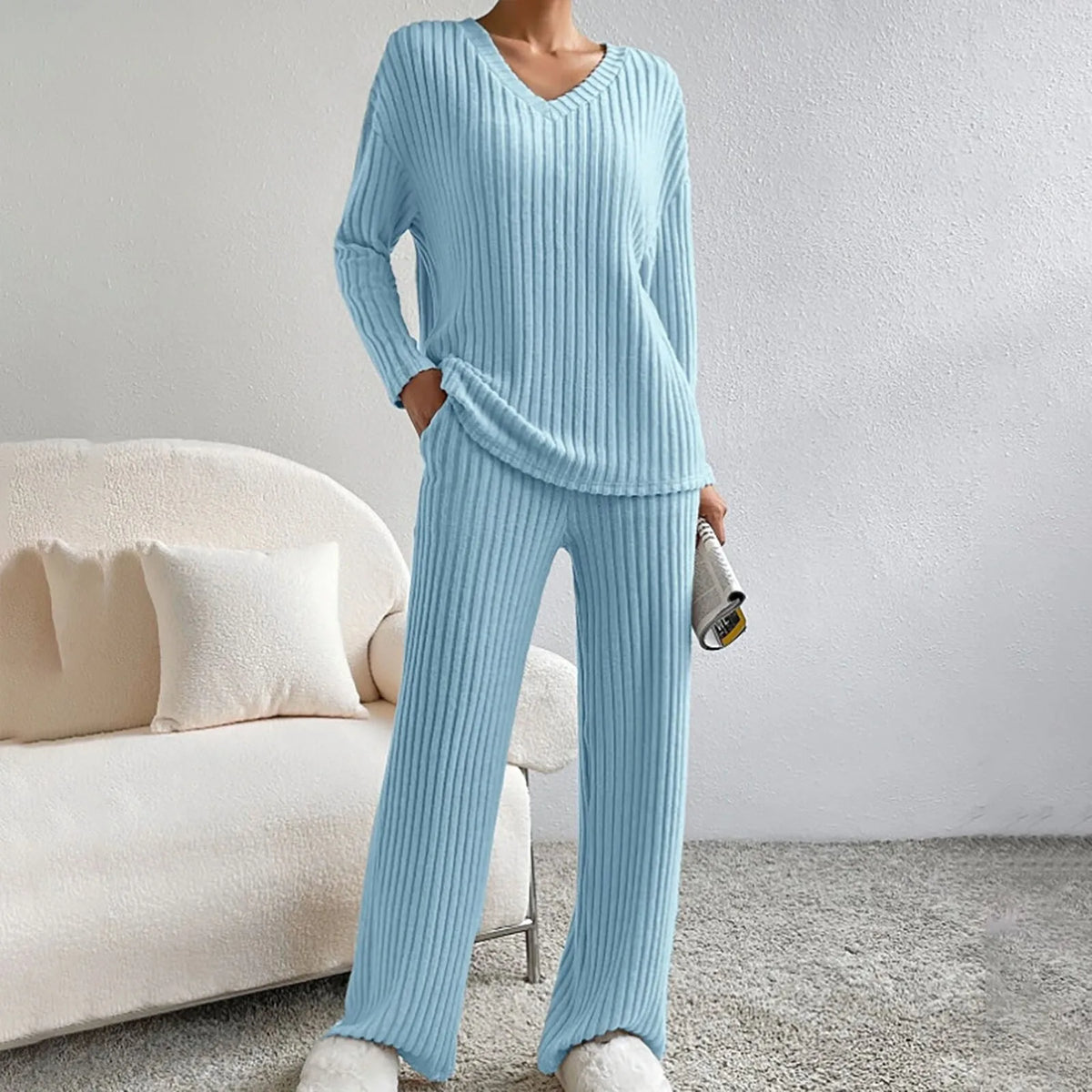Conjunto de punto canalé de dos piezas