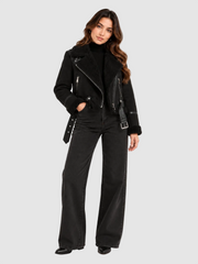 Elara Marbella Ángela – Chaqueta Bomber de Paño, color negro