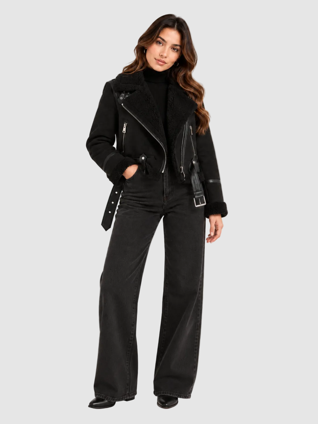 Elara Marbella Ángela – Chaqueta Bomber de Paño, color negro